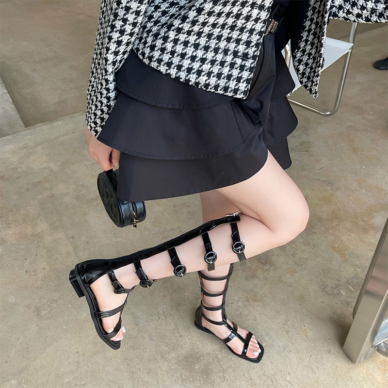 1671513879035_860453.jpg Miting 2023 Summer New Roman High-Top Fashion Breathable Flat Sandals Hollow Lace-Up Strap Boots for Women