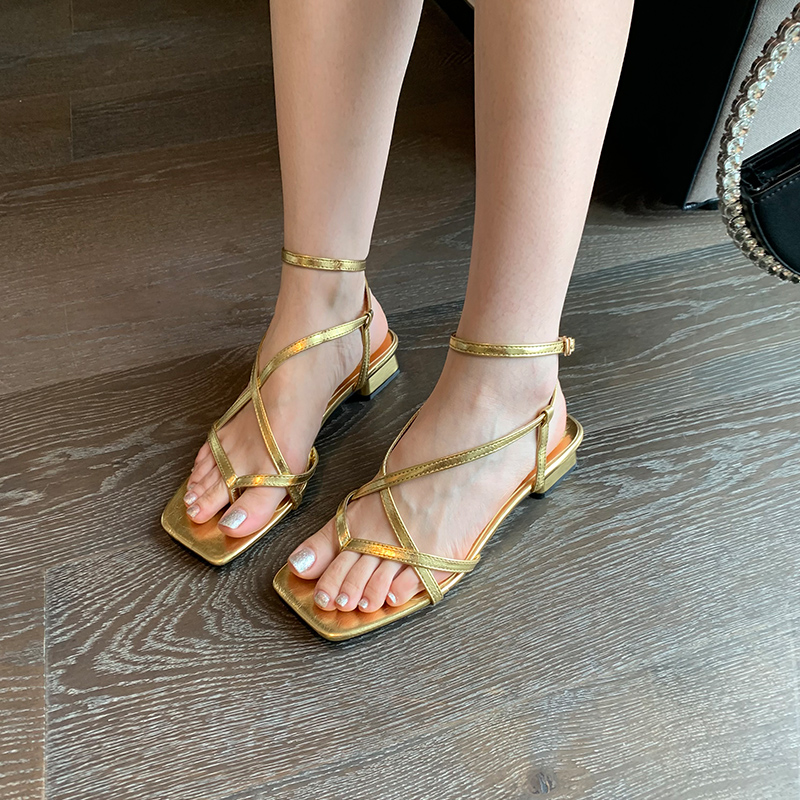 1671679291769_872352.jpg Miting 2023 Summer Square Toe Strappy Chunky Heel Sandals for Women Mid Heel Ankle Strap Buckle Toe Loop Roman Shoes
