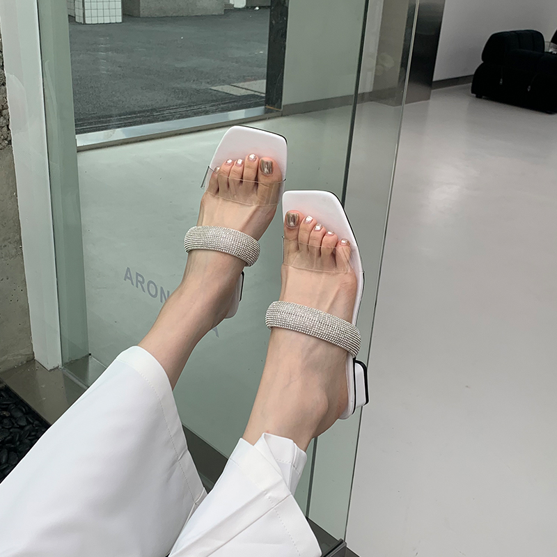 1671679778171_457595.jpg Miting Rhinestone Slippers Women Summer 2023 New Transparent Chunky Heel One-Strap Beach Soft Sole Fairy Style