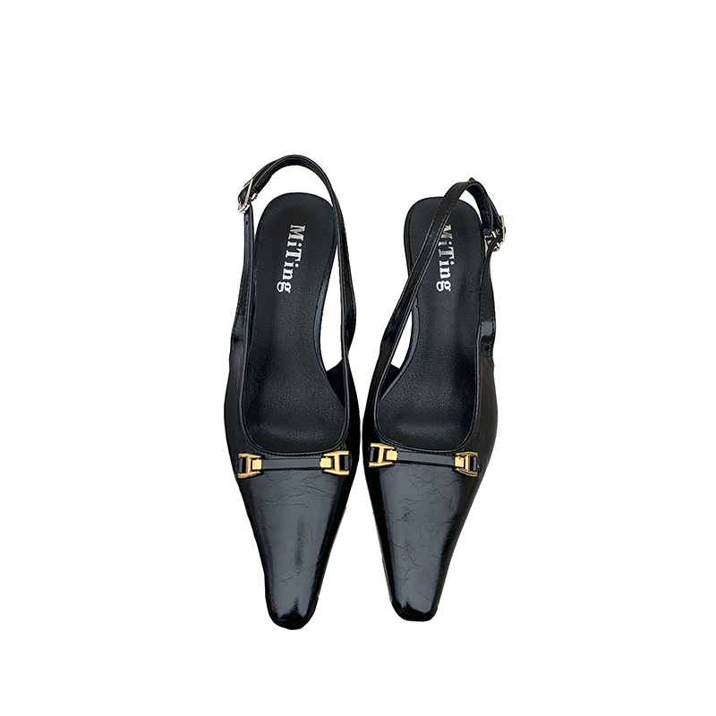 French Pointed Toe Kitten Heel Closed Toe Sandals for Women Backless Slip On 2023 New Summer Young Lady Elegant High Heels