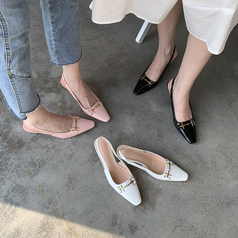 1677480712533_906659.jpg Miting French Pointed Toe High Heel Women's Shoes 2023 Spring New Style Horse Buckle Retro Covered Toe Sandals Shallow Mouth Thin Heel