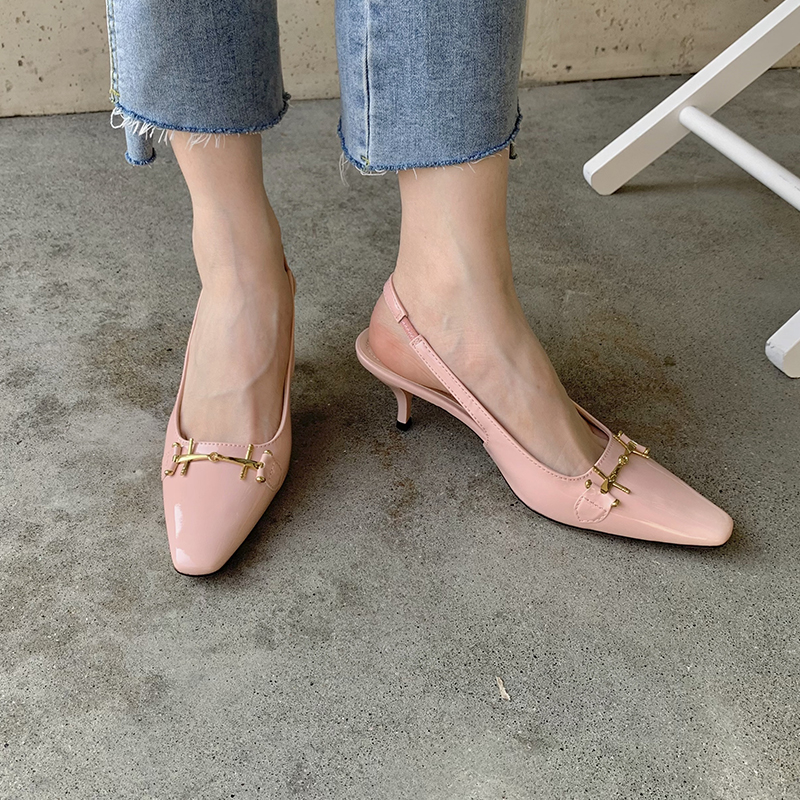 1677480712543_735903.jpg Miting French Pointed Toe High Heel Women's Shoes 2023 Spring New Style Horse Buckle Retro Covered Toe Sandals Shallow Mouth Thin Heel