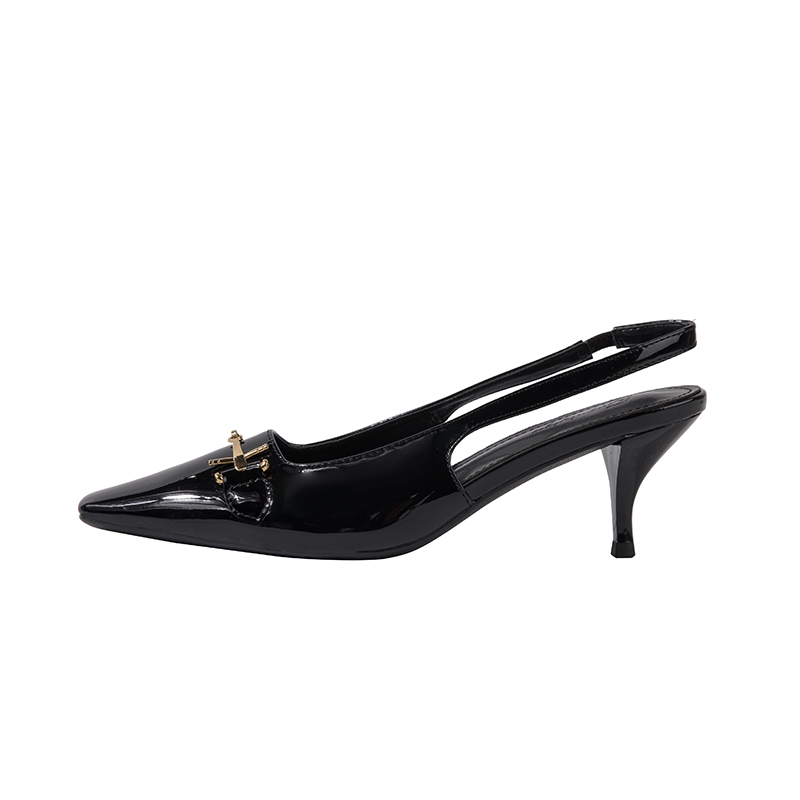 1677480712550_880669.jpg Miting French Pointed Toe High Heel Women's Shoes 2023 Spring New Style Horse Buckle Retro Covered Toe Sandals Shallow Mouth Thin Heel
