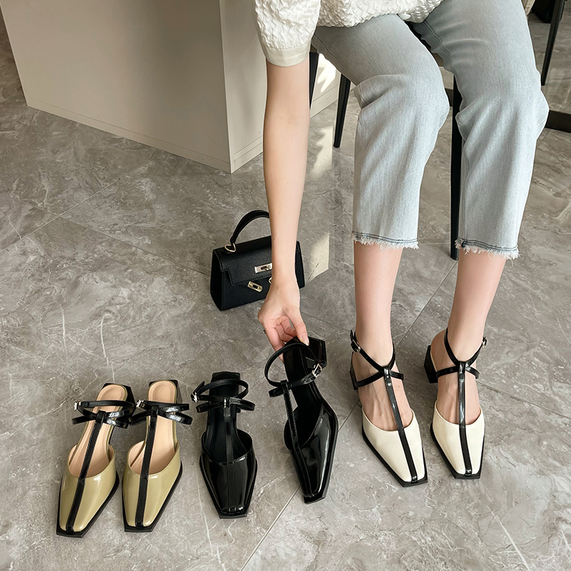 1678081255088_43989.jpg Miting 2023 Spring Summer New Women's Low Heel Square Toe Sandals with Strap and Chunky Heel