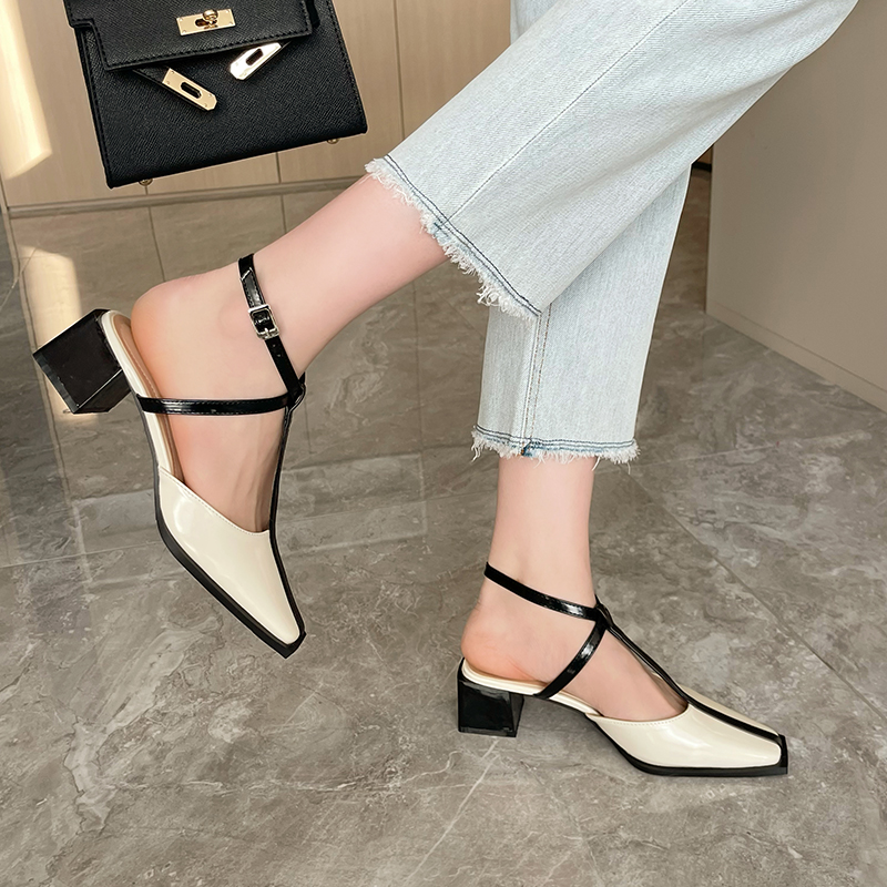 1678081255163_596830.jpg Miting 2023 Spring Summer New Women's Low Heel Square Toe Sandals with Strap and Chunky Heel