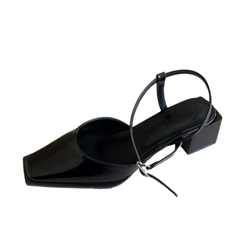 1678087163655_232380.jpg Women's Mid Heel Black Toe-Covered Sandals 2023 New Spring Summer Strappy Chunky Heel Shoes