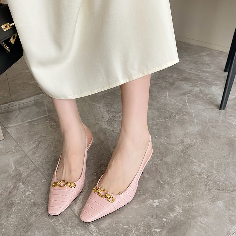 1678170266689_25285.jpg 2023 New Korean Style Fairy Fairy Light Sandals for Women Pointed Toe Metal Buckle Closed Toe Low Heel Shoes