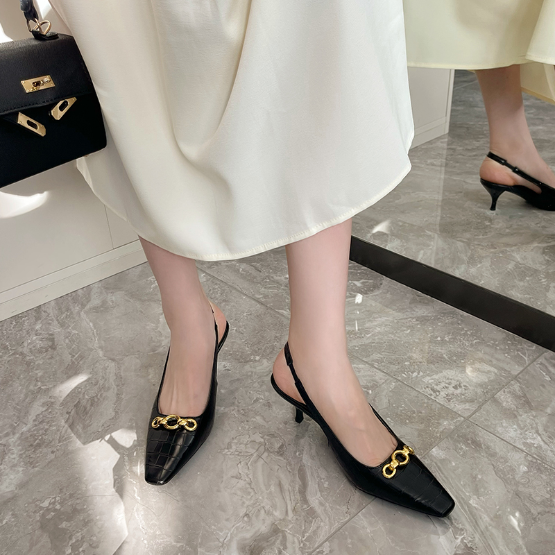 1678170266703_505385.jpg 2023 New Korean Style Fairy Fairy Light Sandals for Women Pointed Toe Metal Buckle Closed Toe Low Heel Shoes