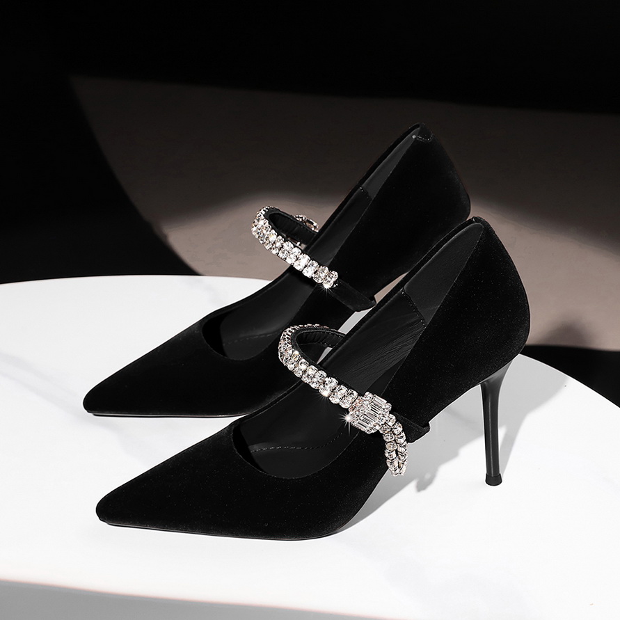 1759131590815_CGPABp.jpg SEVEN BIG TREE Women's Pointed Toe Suede Rhinestone Stiletto Heels with Ankle Strap - Black Wine Dark Brown