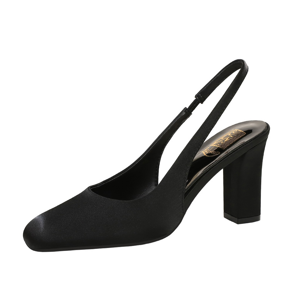 1759891971588_S3Zt2G.jpg European American Retro Satin High Heel Square Toe Shallow Mouth Back Strap Chunky Heel Banquet Hollow Out Women's Shoes