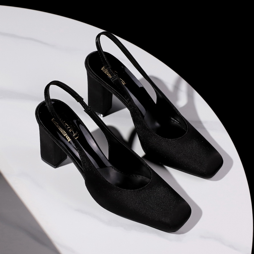 1759891971589_W3eb98.jpg European American Retro Satin High Heel Square Toe Shallow Mouth Back Strap Chunky Heel Banquet Hollow Out Women's Shoes
