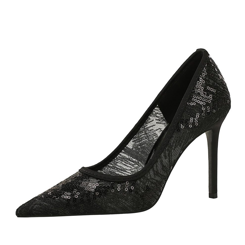 1759981583452_qGX1jd.jpg European American Style Sexy Banquet High Heel Shoes for Women Pointed Toe Shallow Mouth Mesh Lace Sequin Thin Heel Slip-On Shoes