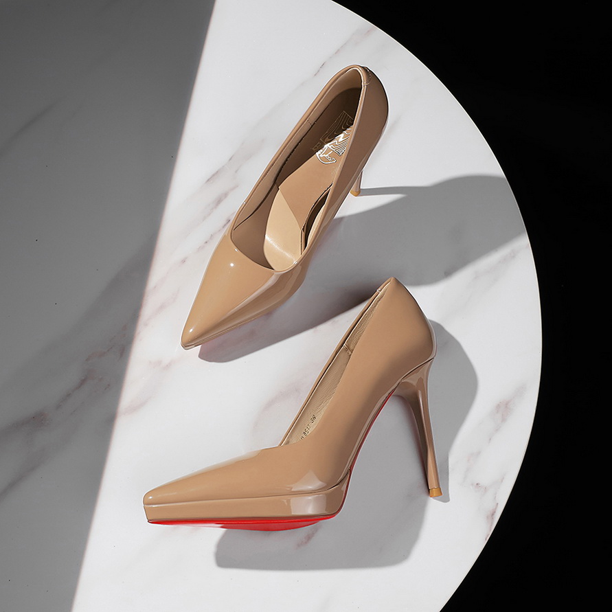 1759992139232_ChfxYc.jpg European American Style Fashion High Heel Shoes Pointed Toe Shallow Mouth Waterproof Platform Thin Heel Red Sole Slip On Advanced Sense Women's Shoes