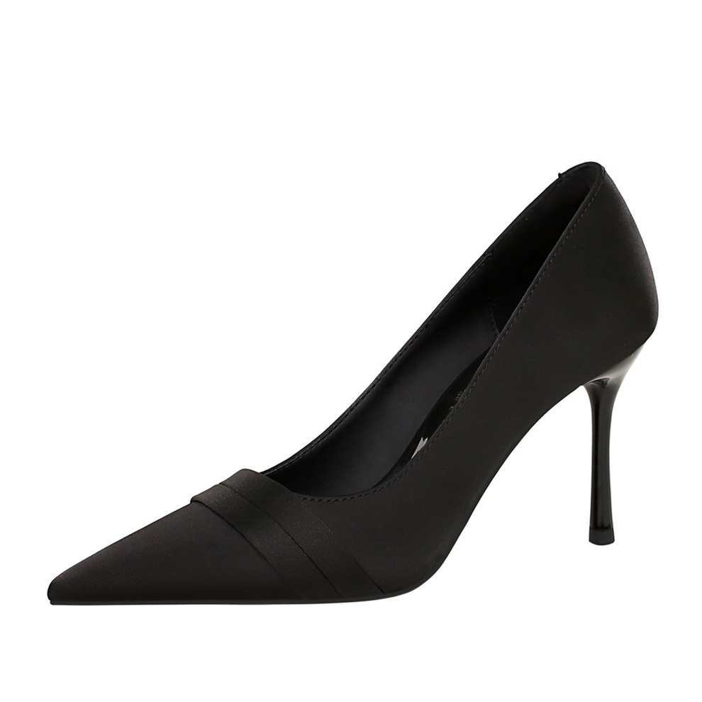 1759997389257_OtwWyc.jpg European American Style Fashion High Heel Women's Satin Pointed Toe Shallow Mouth Thin Heel Slip-on Advanced Temperament Single Shoes
