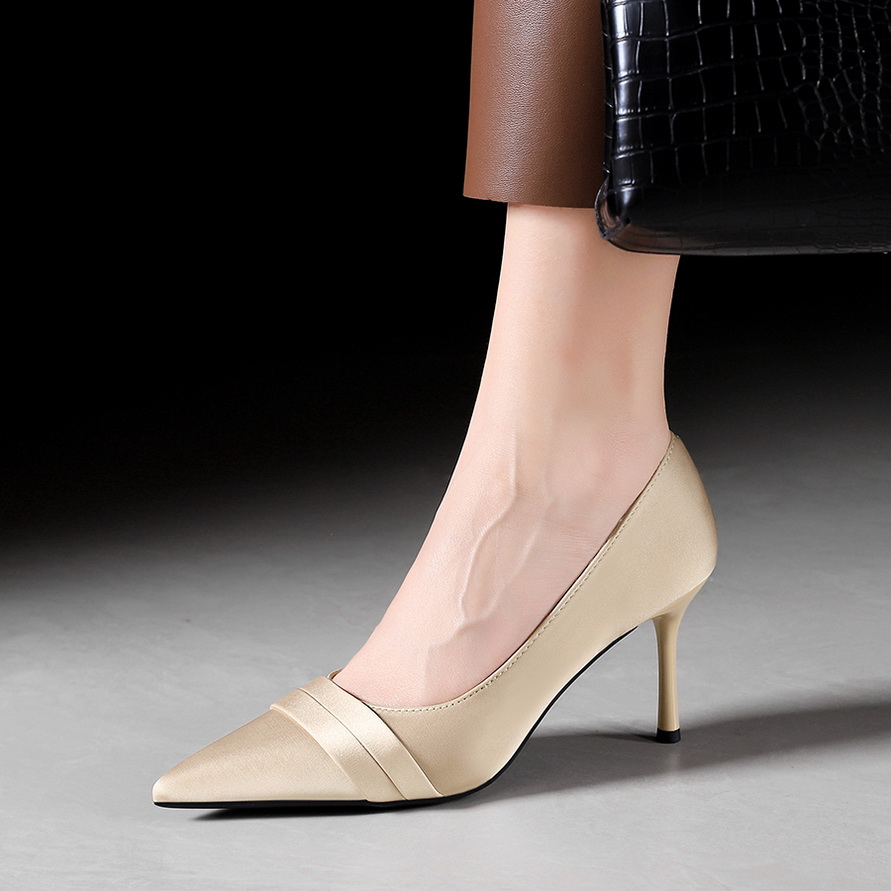1759997389258_9u35if.jpg European American Style Fashion High Heel Women's Satin Pointed Toe Shallow Mouth Thin Heel Slip-on Advanced Temperament Single Shoes