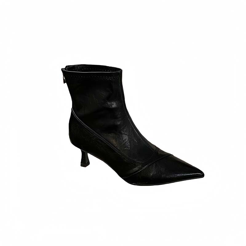 1764322020044_Oi6dHA.jpg Korean Style Pointed Toe Slim High Heel Short Boots for Women 2025 New Winter Fashion Ankle Boots with Back Zipper - Style f84751
