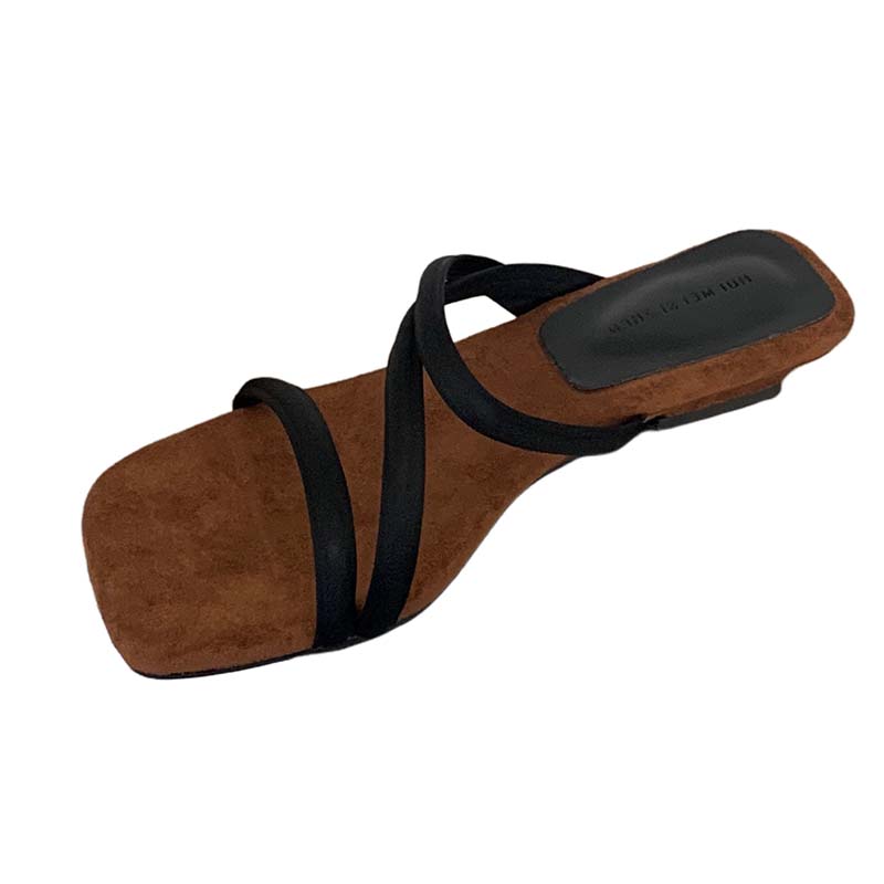 1776580259225_4XVcvT.jpg Women's Suede Square Toe Open Toe Strap Low Heel Slippers Summer Casual Fashion Leopard Print Thick Sole Sandals