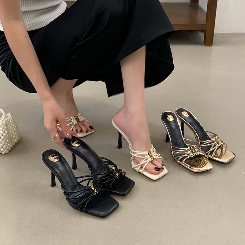 1776924055679_CkSC59.jpg 2026 Summer New Women's High Heel Slippers Thin Heel Open Toe Fashionable French Style Elegant Net Red Casual Slippers