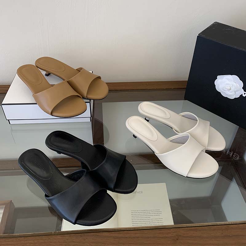 1780037617494_IA2Tt2.jpg French Round Toe Kitten Heel Slip-On Open Toe Sandals for Women Summer Fashion Sheepskin Low Heel Flat Sandals