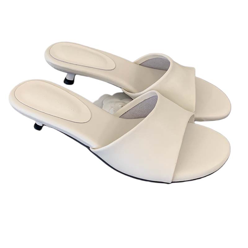 1780037621763_v1VsLk.jpg French Round Toe Kitten Heel Slip-On Open Toe Sandals for Women Summer Fashion Sheepskin Low Heel Flat Sandals