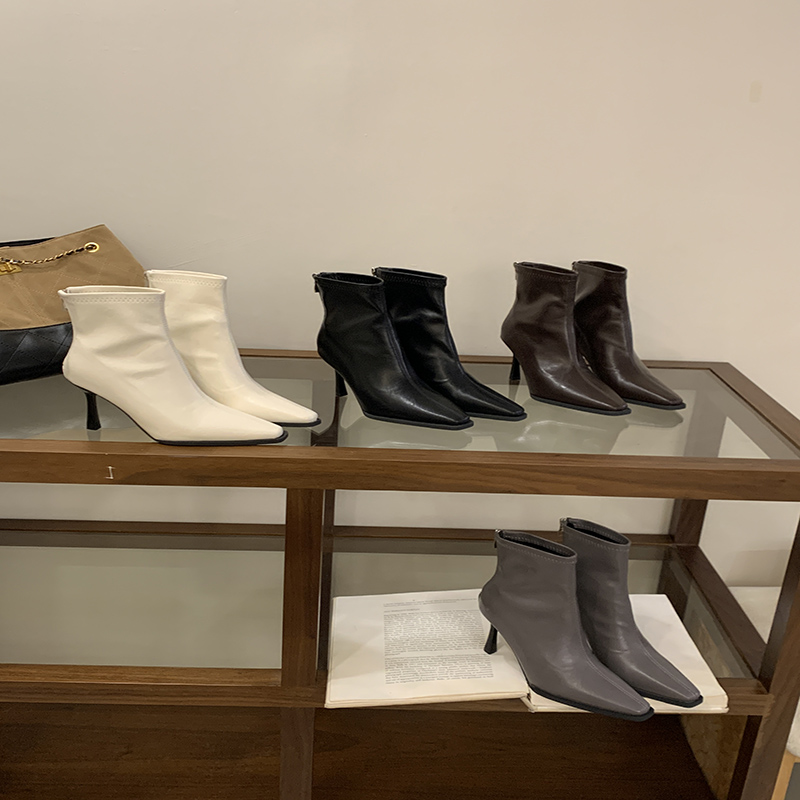 1782455354837_ALyMmF.jpg Autumn Brown High Heel Ankle Boots for Women 2026 New Style Back Zipper Square Toe Retro Commuter Slim Boots