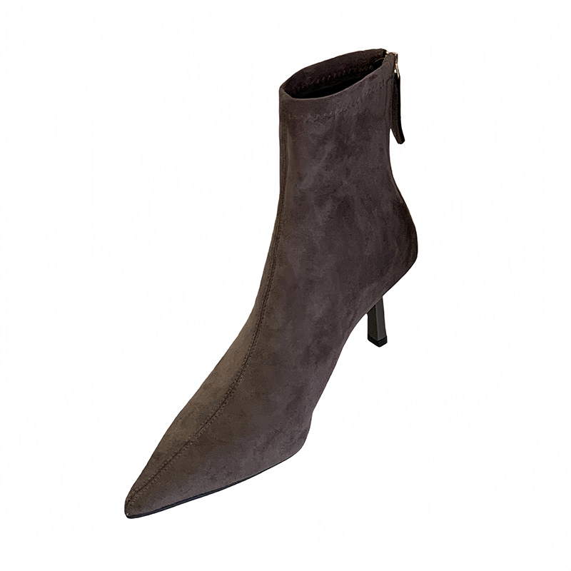 1782457323887_t1xF0C.jpg 2026 Autumn Winter New High Heel Pointed Toe Ankle Boots Women Elegant Thin Heel Suede Slim Fit Stretch Bare Boots